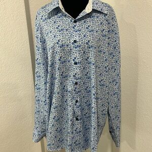 Stylish Blue Floral Button-Down Shirt